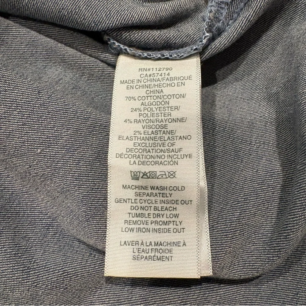 True Religion Georgia Denim Glitter button Shirt Cozy Fireside Wash XL - Picture 9 of 10